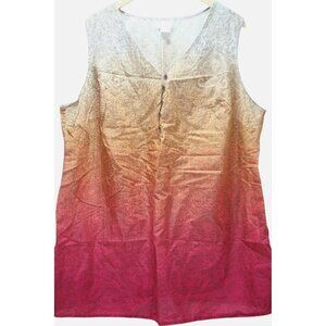Liz Claiborne Woman 2x Henna Ombre Sleeveless Cotton Tunic Tank Top Plus Size